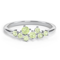 8-Stone Cluster Ring in 925 Sterling Silver with Peridot