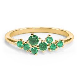 8-Stone Cluster Ring in 18K Gold Plated Silver with Emerald