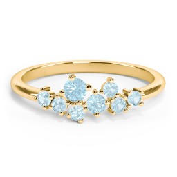 8-Stone Cluster Ring in 18K Gold Plated Silver with Blue Topaz
