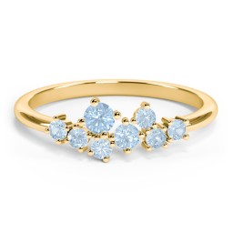 8-Stone Cluster Ring in 18K Gold Plated Silver with Blue Topaz