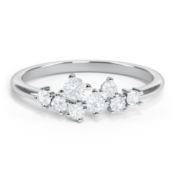 8-Stone Cluster Ring in 925 Sterling Silver with Aquamarine