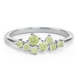 8-Stone Cluster Ring in 925 Sterling Silver with Peridot