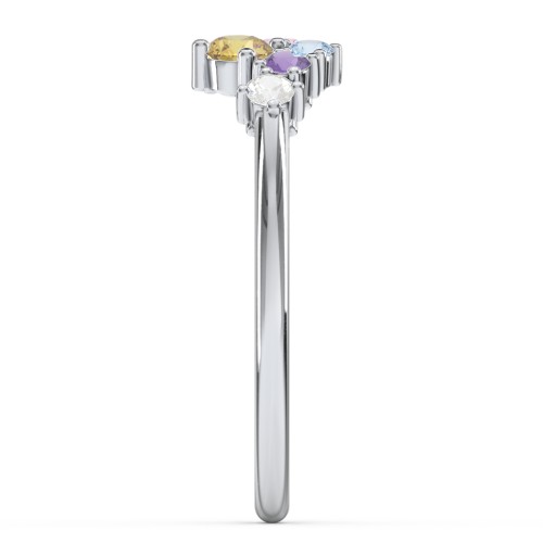 8-Stone Cluster Ring – Sterling Silver with Citrine, Pink Tourmaline, Cubic Zirconia, Amethyst, and Blue Topaz