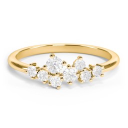 8-Stone Cluster Ring in 9K Solid Yellow Gold with Diamond