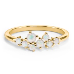 8-Stone Cluster Ring in 9K Solid Yellow Gold with Opal