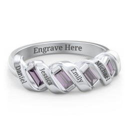 Spiral Baguette Ring in 925 Sterling Silver with Alexandrite