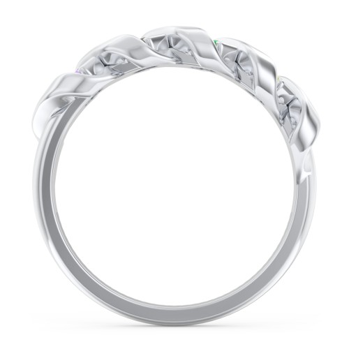 Spiral Baguette Ring – Sterling Silver with Amethyst, Smokey Quartz, Emerald, and Peridot