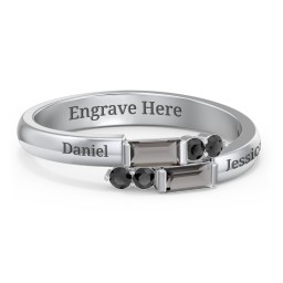 Engravable Baguette Gemstone Ring with Accents