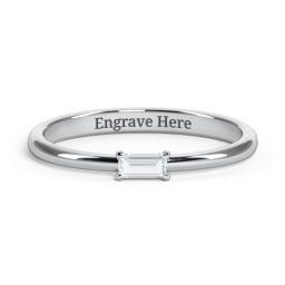 Engravable Baguette Ring with East-West Setting