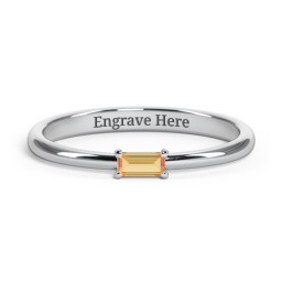Engravable Baguette Ring with East-West Setting