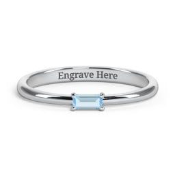 Engravable Baguette Ring with East-West Setting