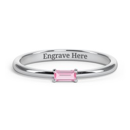 Engravable Baguette Ring with East-West Setting