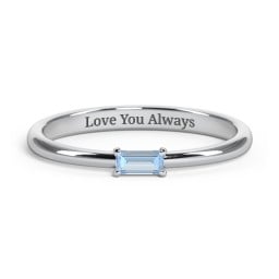 Engravable Baguette Ring with East-West Setting