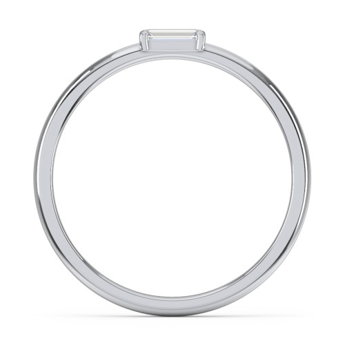 Engravable Baguette Ring with East-West Setting – Sterling Silver with White Sapphire