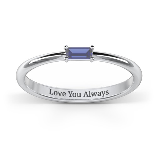 Engravable Baguette Ring with East-West Setting