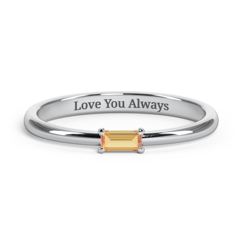 Engravable Baguette Ring with East-West Setting