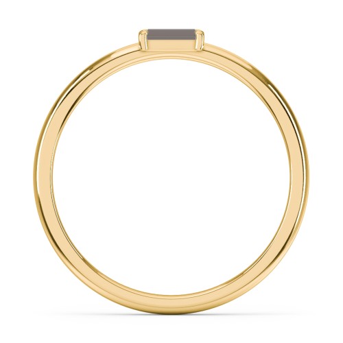 Engravable Baguette Ring with East-West Setting – 18K Gold Plated Silver with Smokey Quartz