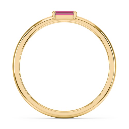 Engravable Baguette Ring with East-West Setting – 18K Gold Plated Silver with Ruby