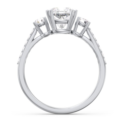 3 Stone Cushion Cut Duchess Ring with Accents