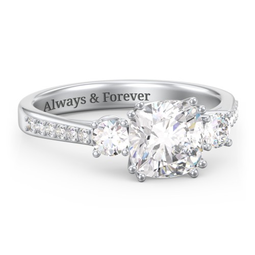 3 Stone Cushion Cut Duchess Ring with Accents
