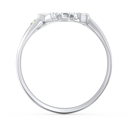 Women's Skull Signet Ring with Accent Stone – Sterling Silver with Peridot