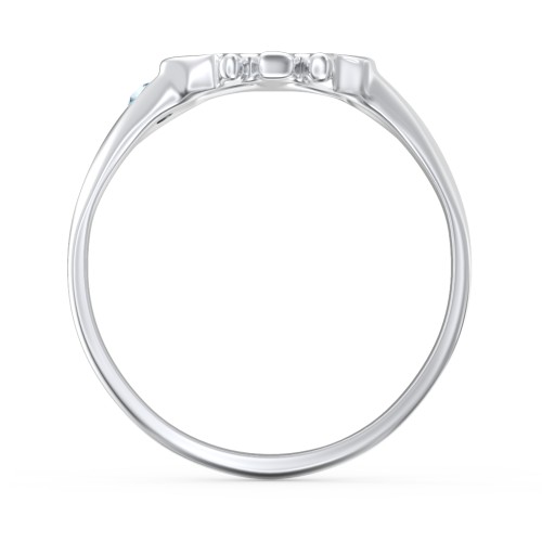 Women's Skull Signet Ring with Accent Stone – Sterling Silver with Blue Topaz