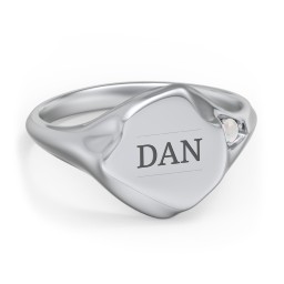 Women's Abstract Signet Ring with Accent Stone