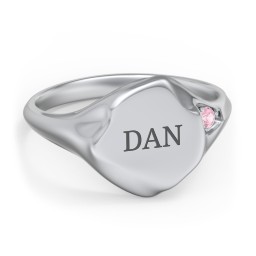 Women's Abstract Signet Ring with Accent Stone