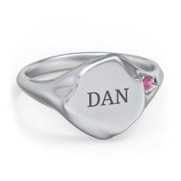 Women's Abstract Signet Ring with Accent Stone