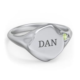 Women's Abstract Signet Ring with Accent Stone