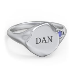 Women's Abstract Signet Ring with Accent Stone