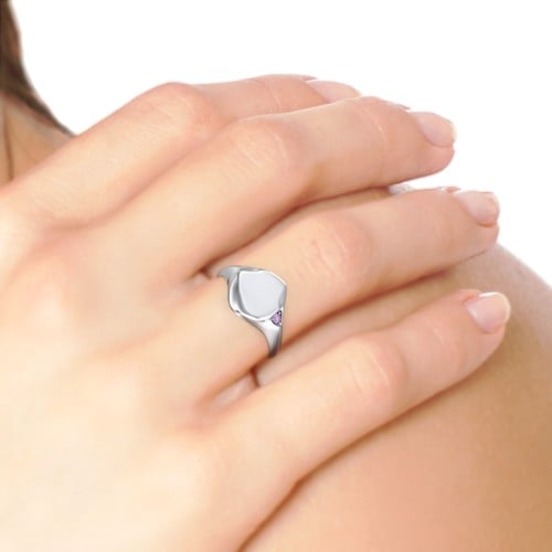 Women's Abstract Signet Ring with Accent Stone