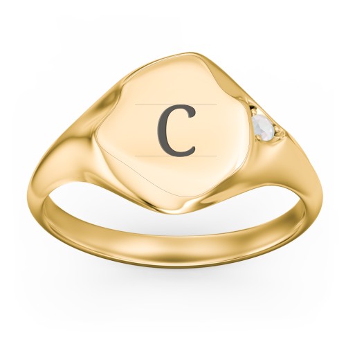 Women's Abstract Signet Ring with Accent Stone