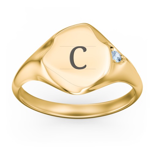 Women's Abstract Signet Ring with Accent Stone