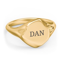 Women's Abstract Signet Ring with Accent Stone in 18K Gold Plated Silver with Citrine