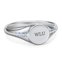 Women's Small Round Signet Ring with Accent Stones