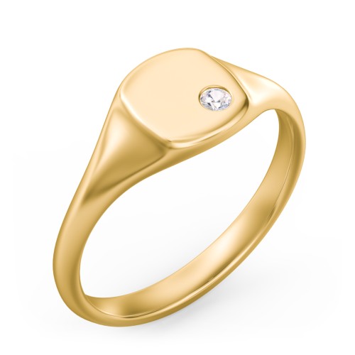 Women's Small Square Signet Ring with Accent Stone