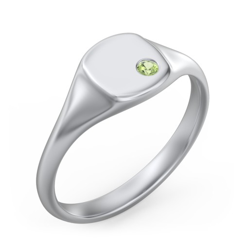 Women's Small Square Signet Ring with Accent Stone