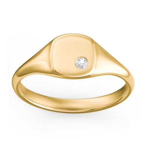 Women's Small Square Signet Ring with Accent Stone