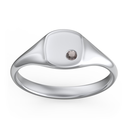 Women's Small Square Signet Ring with Accent Stone