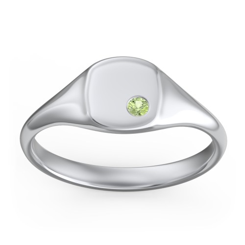 Women's Small Square Signet Ring with Accent Stone