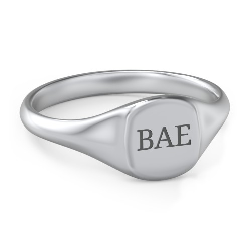 Women's Engravable Initial Square Signet Ring