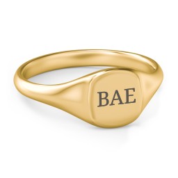 Women's Engravable Initial Square Signet Ring in 9K Solid Yellow Gold