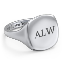 Women's Large Cushion Signet Ring in 925 Sterling Silver