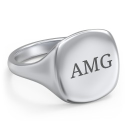 Women's Large Cushion Signet Ring in 925 Sterling Silver