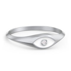 Women's Evil Eye Signet Ring with Accent Stone
