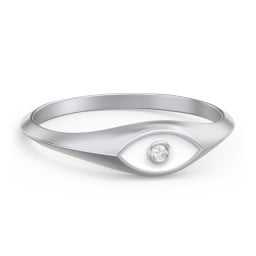 Women's Evil Eye Signet Ring with Accent Stone