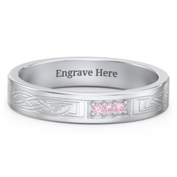 Celtic Trinity Knot Wedding Band with Accents