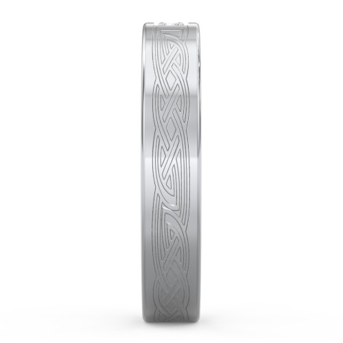 Celtic Trinity Knot Wedding Band with Accents – Sterling Silver with White Premium Zirconia