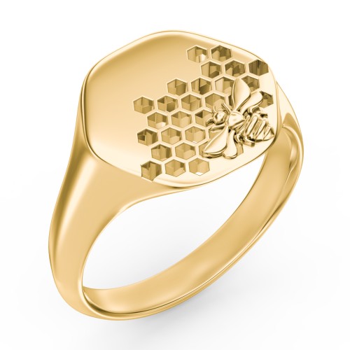 Women’s Bee Signet Ring – 9kt Yellow Gold